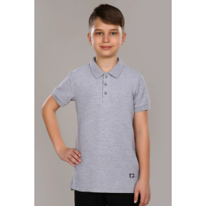 Рубашка-поло школьная "Артем" пике (последний размер) меланжево-серый 140