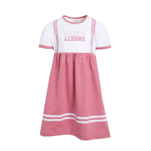 Платье детское "Клюковка-3" кулирка (последний размер) розово-брусничный 128