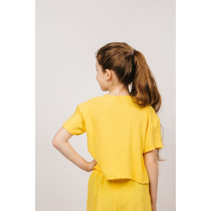 Блузка детская №05113 сингапур (р-ры: 128-164) желтый