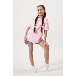 Пижама детская "Потеха" кулирка с лайкрой (р-ры: 128-164) розовый звезды