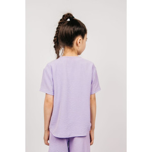 Рубашка детская №0610 сингапур (р-ры: 128-164) сиреневый