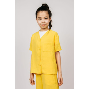 Рубашка детская №0610 сингапур (р-ры: 128-164) желтый