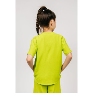Рубашка детская №0610 сингапур (р-ры: 128-164) салатовый
