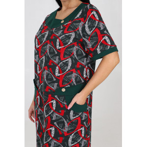 Платье женское "Ретро" ПлК-757 кулирка (р-ры: 48-60) красный лепесток на хаки