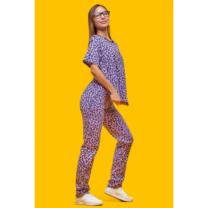 Костюм двойка женский 2241 "Леопард" (брюки) трикотаж (последний размер) фиолетовый 42