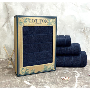 Полотенце махровое "Полосы в добби 3" вид 68 темно-синий (последний размер) 70х140