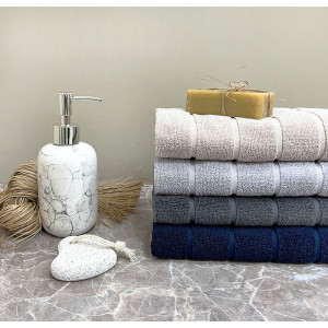 Полотенце махровое "Полосы в добби 3" вид 68 темно-синий (последний размер) 70х140