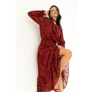 Платье женское П 321-5 шифон (р-ры: 42-56) красный леопард