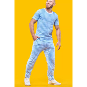Пижама мужская 2702 "Голубая полоска" (брюки) трикотаж (последний размер) 52,60