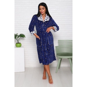 Халат женский 178 велюр (последний размер) индиго-белый 60