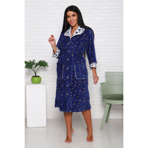 Халат женский 178 велюр (последний размер) индиго-белый 60