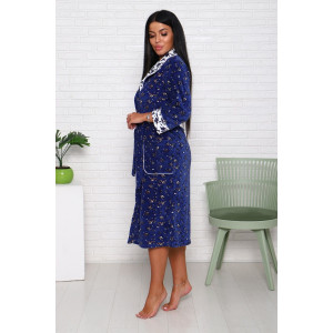 Халат женский 178 велюр (последний размер) индиго-белый 60