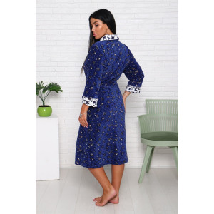 Халат женский 178 велюр (последний размер) индиго-белый 60