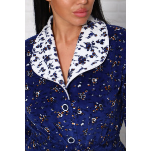 Халат женский 178 велюр (последний размер) индиго-белый 60