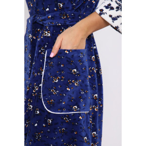 Халат женский 178 велюр (последний размер) индиго-белый 60