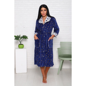 Халат женский 178 велюр (последний размер) индиго-белый 60