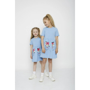Платье детское "Николь-2" кулирка с лайкрой (р-ры: 92-134) голубой