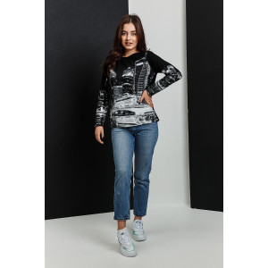 Туника женская №67085 кулирка с лайкрой пенье (последний размер) черный город 46,50,62