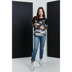 Туника женская №67085 кулирка с лайкрой пенье (последний размер) черный город 46,50,62