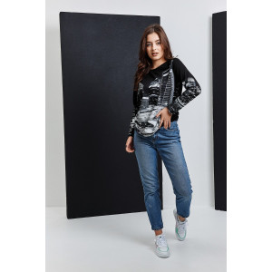 Туника женская №67085 кулирка с лайкрой пенье (последний размер) черный город 46,50,62