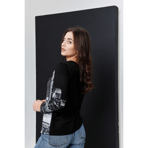 Туника женская №67085 кулирка с лайкрой пенье (последний размер) черный город 46,50,62