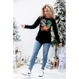 Туника женская №67085 кулирка с лайкрой пенье (последний размер) черный любовь 42,44