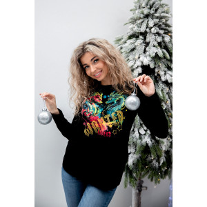 Туника женская №67085 кулирка с лайкрой пенье (последний размер) черный любовь 42,44