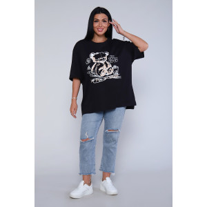 Футболка женская №80017 кулирка (последний размер) черный 56