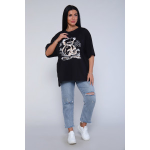 Футболка женская №80017 кулирка (последний размер) черный 56