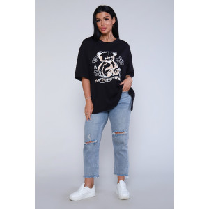 Футболка женская №80017 кулирка (последний размер) черный 56