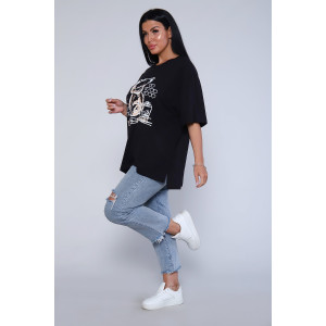 Футболка женская №80017 кулирка (последний размер) черный 56