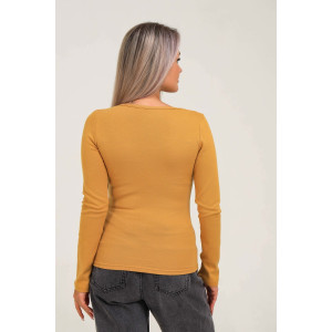 Лонгслив женский №50546 рибана (последний размер) горчичный 44,46,50