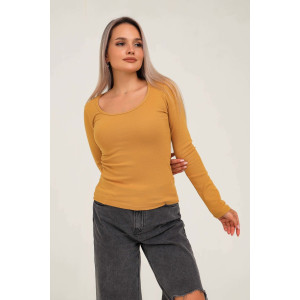 Лонгслив женский №50546 рибана (последний размер) горчичный 44,46,50