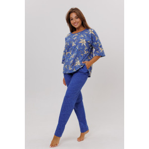 Костюм двойка женский №1798/2 кулирка (последний размер) синий 62