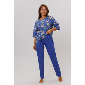 Костюм двойка женский №1798/2 кулирка (последний размер) синий 62