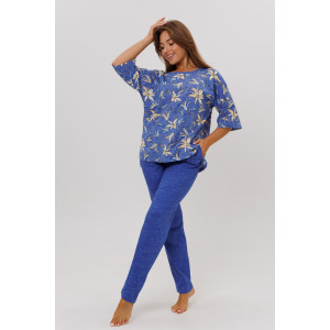 Костюм двойка женский №1798/2 кулирка (последний размер) синий 62