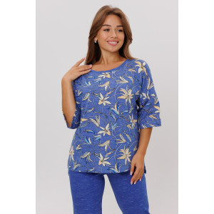 Костюм двойка женский №1798/2 кулирка (последний размер) синий 62