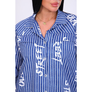 Рубашка-туника женская "Рандеву" М377 кулирка (последний размер) синяя полоса 46