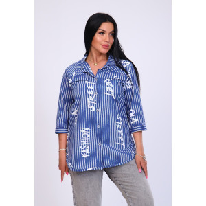 Рубашка-туника женская "Рандеву" М377 кулирка (последний размер) синяя полоса 46