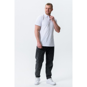 Футболка мужская №14401 пике (р-ры: 48-60) белый