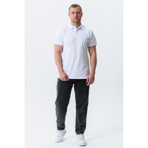 Футболка мужская №14401 пике (р-ры: 48-60) белый