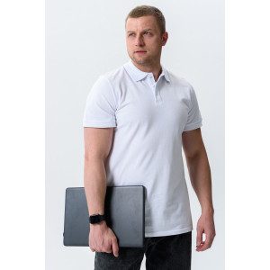 Футболка мужская №14401 пике (р-ры: 48-60) белый