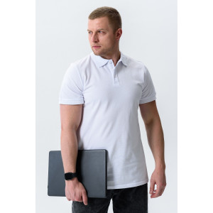 Футболка мужская №14401 пике (р-ры: 48-60) белый