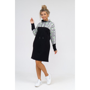 Платье женское 920 футер с лайкрой пенье (последний размер) черный буквы зеленый 54