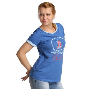 Футболка женская Ф15 кулирка с лайкрой (р-ры: 44-54) синий