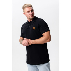 Футболка мужская №8501 пике (р-ры: 48-60) черный герб