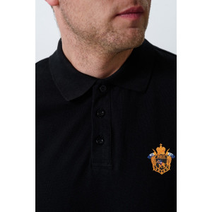 Футболка мужская №8501 пике (р-ры: 48-60) черный герб