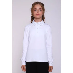 Блузка школьная №13284 кулирка (р-ры: 122-164) белый Блузка школьная №13284 кулирка (р-ры: 122-164) белый