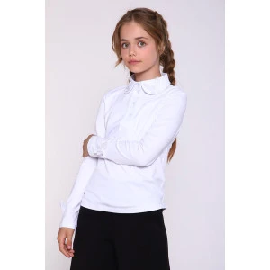 Блузка школьная №13284 кулирка (р-ры: 122-164) белый Блузка школьная №13284 кулирка (р-ры: 122-164) белый
