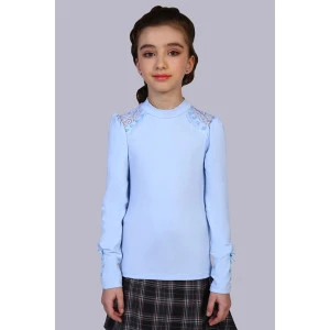 Блузка школьная №13143 "Алена" кулирка (р-ры: 122-164) светло-голубой Блузка школьная №13143 "Алена" кулирка (р-ры: 122-164) светло-голубой